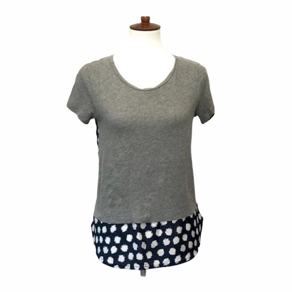 J. Crew Gray + Navy Polka Dot Swing Top | Size XS - Picture 1 of 5